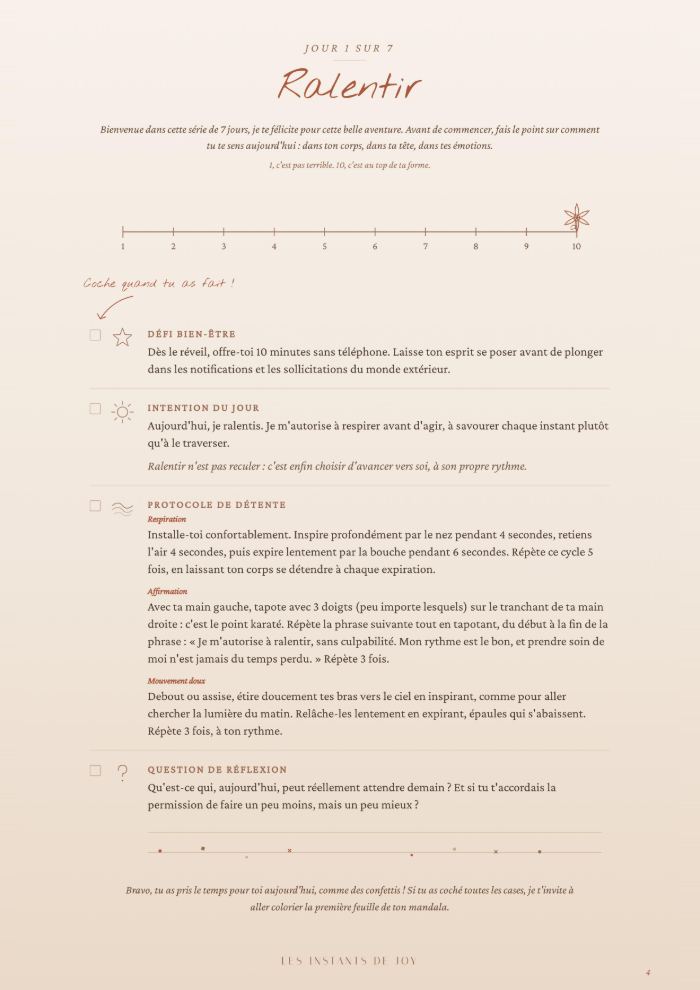 Page intérieure — Jour 1 — Ralentir