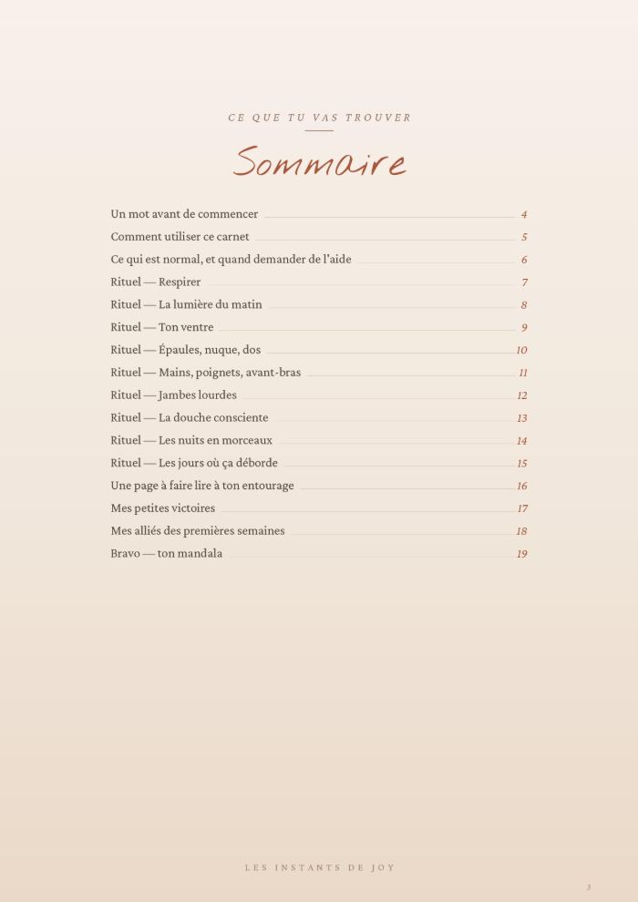 Page intérieure — Le sommaire