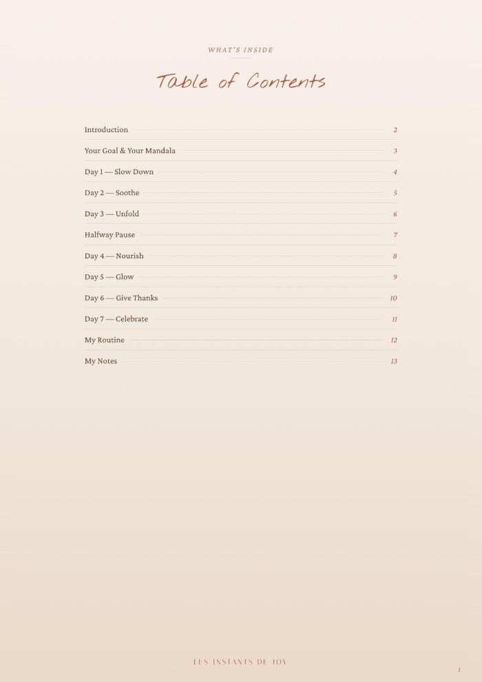 Page intérieure — Contents